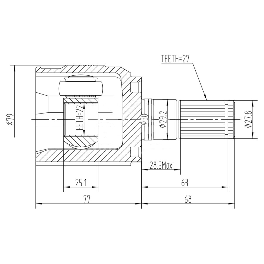 ШРУС внутренний KRAUF CVJ1080HR (CVJ1080HR)