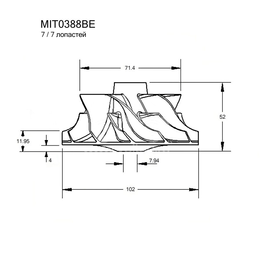 Крыльчатка турбокомпрессора KRAUF MIT0388BE (MIT0388BE)