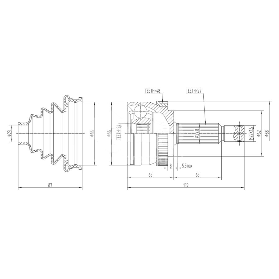 ШРУС наружный KRAUF CVJ1223HR (CVJ1223HR)